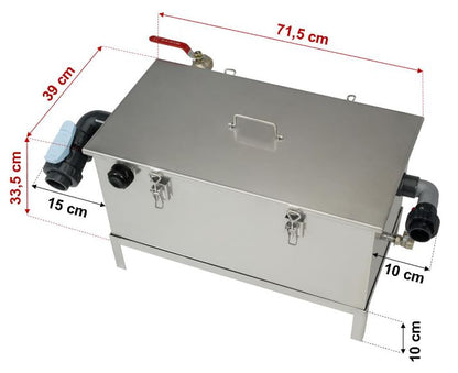 BAC SEPARATEUR A GRAISSES SOUS PLONGE 200 COUVERTS CE EN1825 POUR RESTAURANT ET INDUSTRIE BAGT 200N